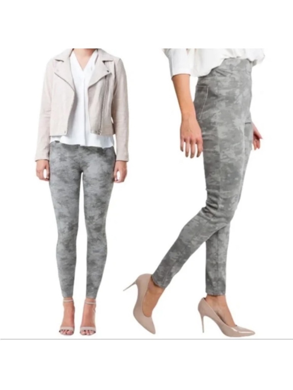Spanx | Jean-ish Stone Washed Camo Jeggings L